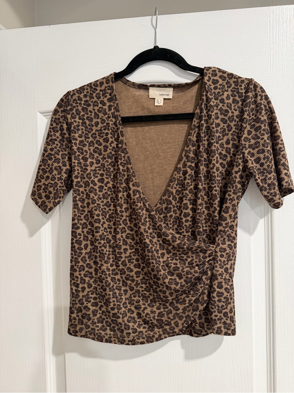 Wrap-Front Leopard Print Top